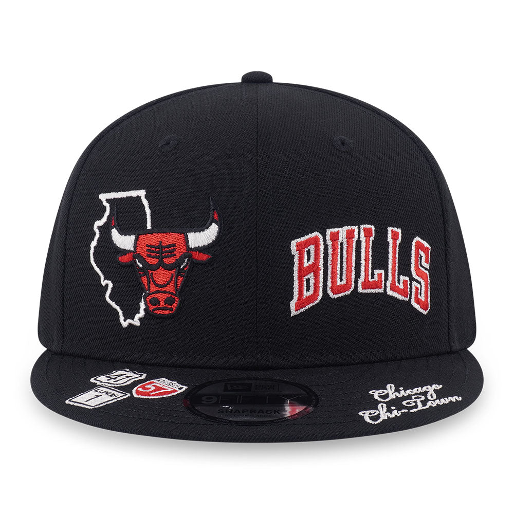 New Era Chicago Bulls Allover Black Scarlet 9FIFTY Snapback Cap