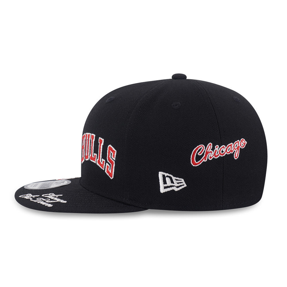 New Era Chicago Bulls Allover Black Scarlet 9FIFTY Snapback Cap