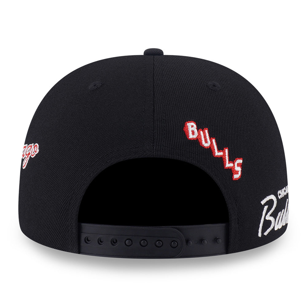 New Era Chicago Bulls Allover Black Scarlet 9FIFTY Snapback Cap