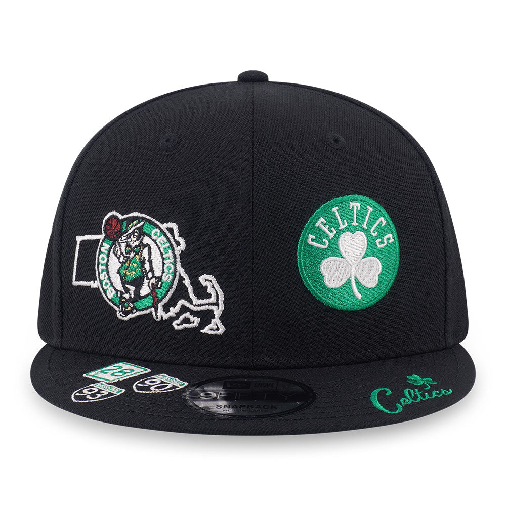 New Era Boston Celtics Allover Black Scarlet 9FIFTY Snapback Cap