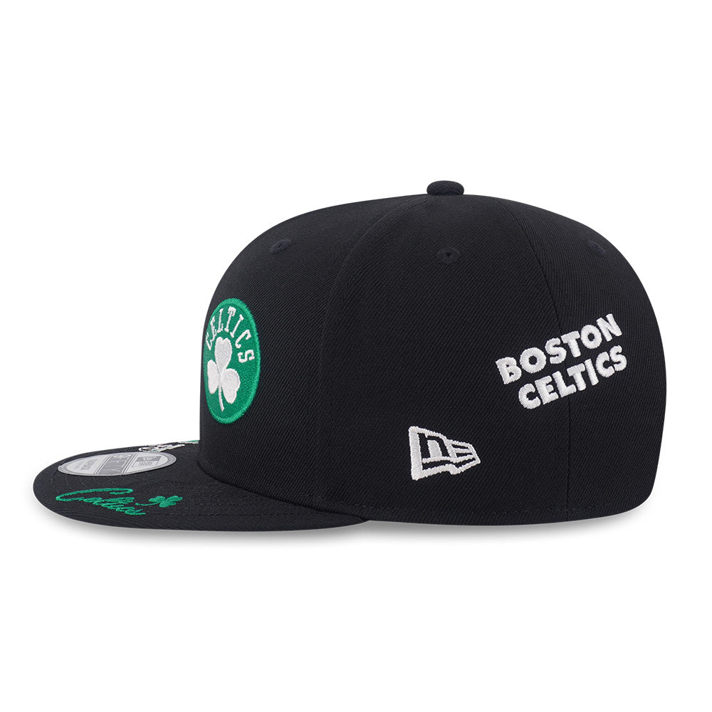 New Era Boston Celtics Allover Black Scarlet 9FIFTY Snapback Cap