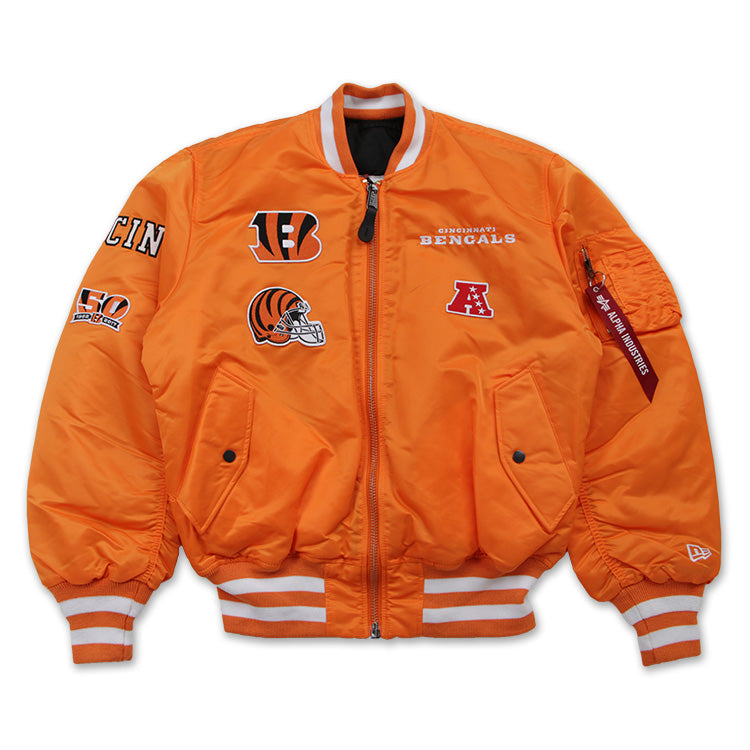 Cincinnati Bengals NFL Alpha Industries Orange Bomber Jacket (LIMITED)