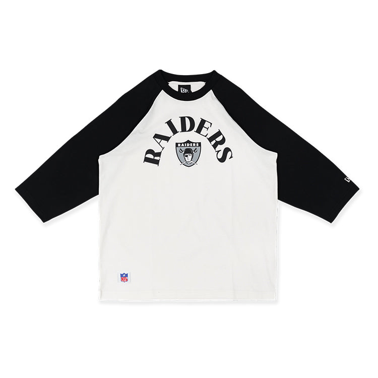 Las Vegas Raiders NFL Vintage Ivory Black Raglan Sleeve Tee