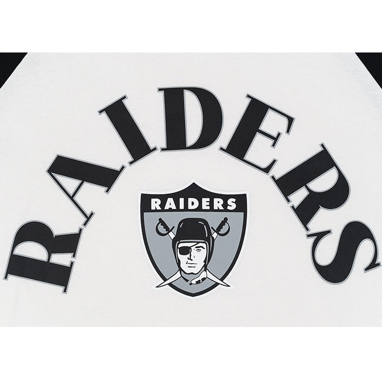 Las Vegas Raiders NFL Vintage Ivory Black Raglan Sleeve Tee