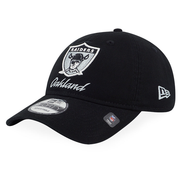 Oakland Raiders NFL Canvas Wash Black 9FORTY Unstructured Adjustable Cap