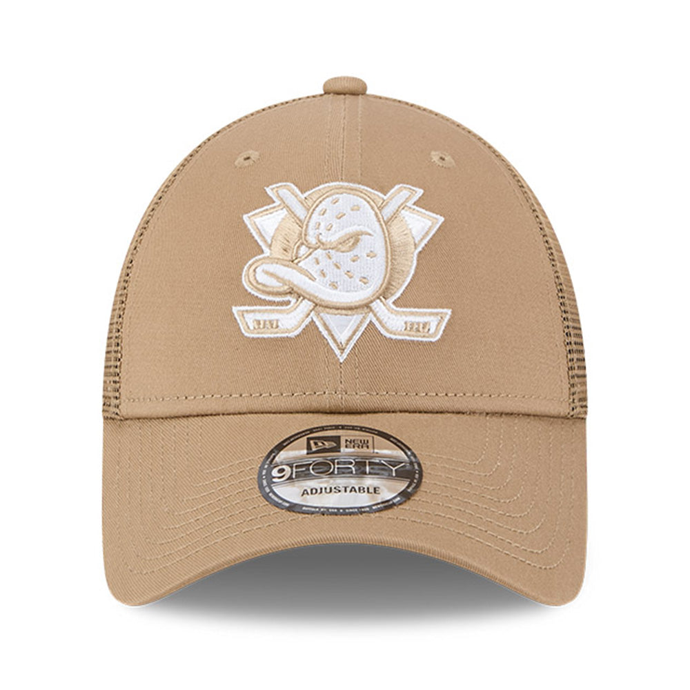 New Era Anaheim Ducks Khaki Classic 9FORTY Trucker Adjustable Cap