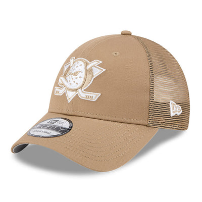 New Era Anaheim Ducks Khaki Classic 9FORTY Trucker Adjustable Cap
