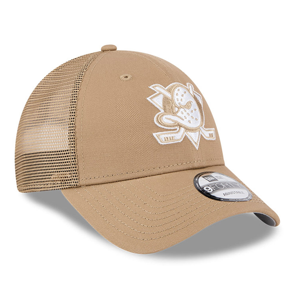 New Era Anaheim Ducks Khaki Classic 9FORTY Trucker Adjustable Cap