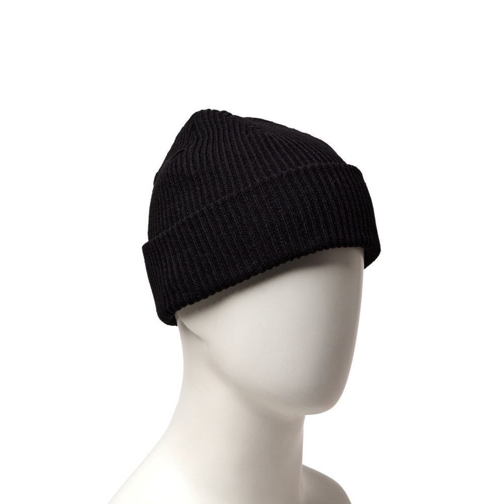 New Flag Logo Black Rib Cuff Knit Beanie