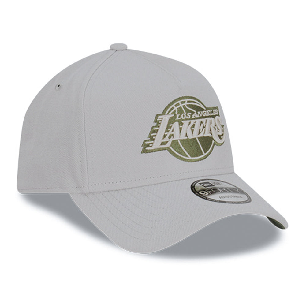 New Era Los Angeles Lakers Medium Silver Olive 9FORTY A-Frame Adjustable Cap