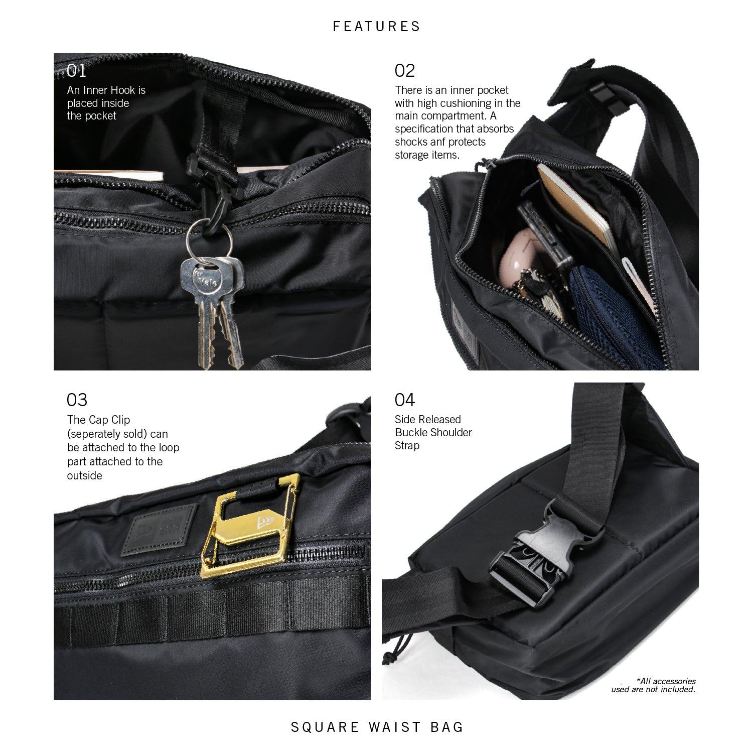 New Era Square Logo Stone Nylon Square Waist Bag