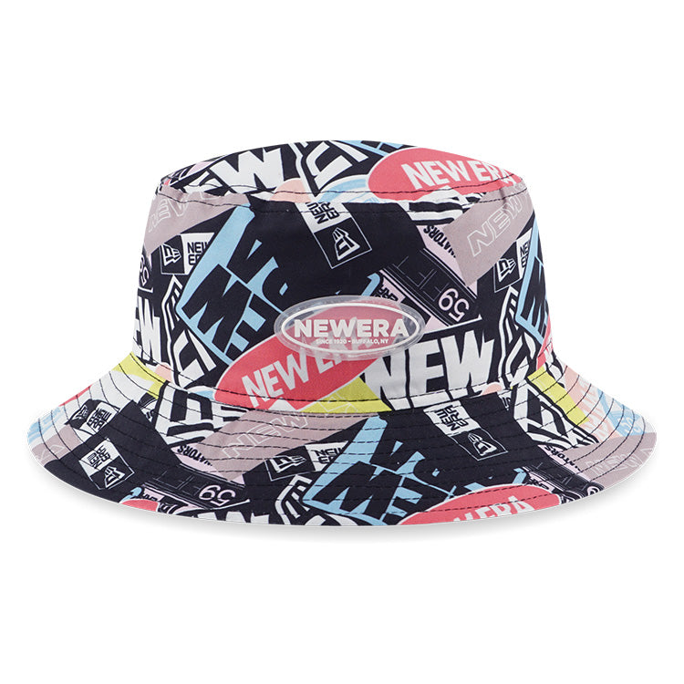 New Era Party Vibe Sticker Bombing Multi Adventure Lite Bucket Hat