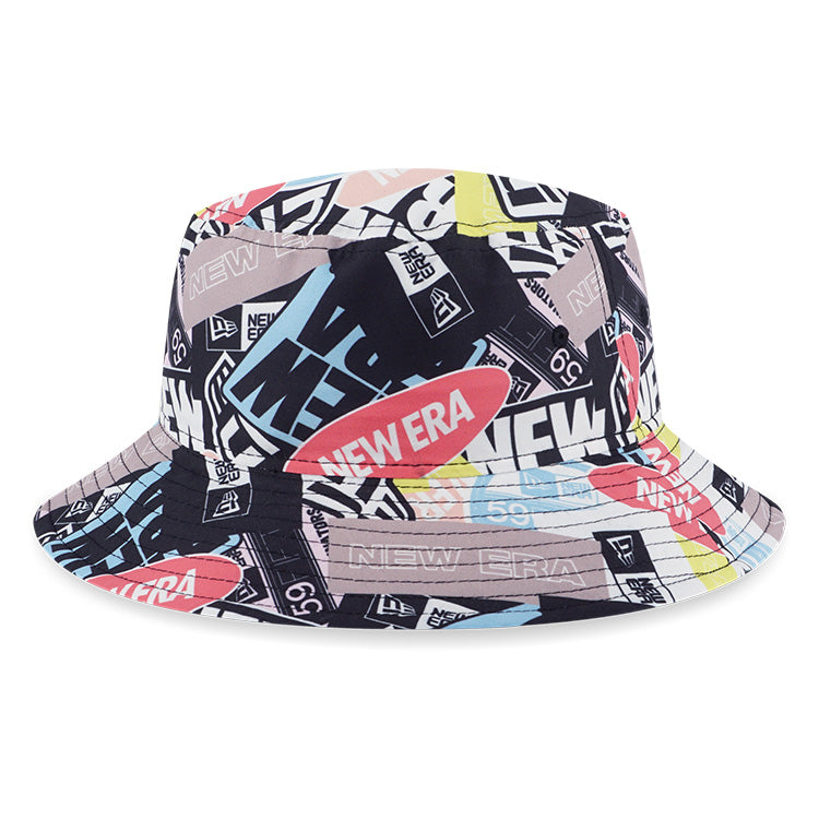 New Era Party Vibe Sticker Bombing Multi Adventure Lite Bucket Hat