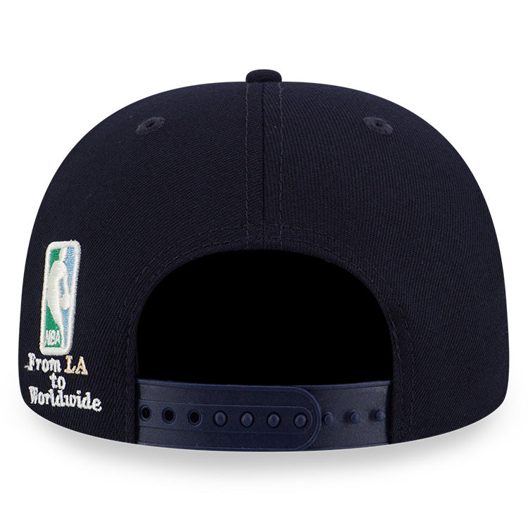 Los Angeles Lakers NBA World Navy on Stone REPREVE Pre-Curved Visor 9FIFTY Snapback Cap