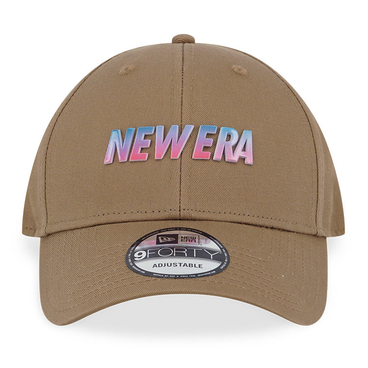 New Era Wordmark Gradient Metal Plate Khaki 9FORTY Adjustable Cap