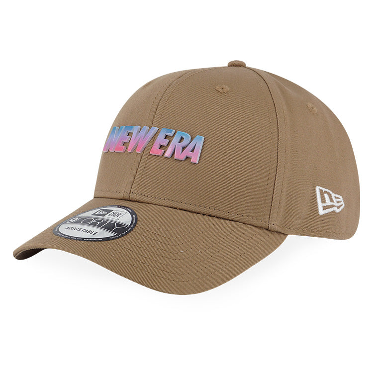 New Era Wordmark Gradient Metal Plate Khaki 9FORTY Adjustable Cap