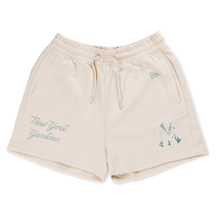 New York Yankees MLB Soft Nature Plants Light Cream Women Knit Shorts