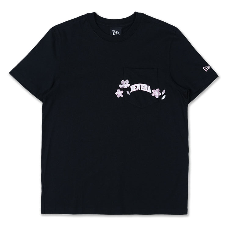 New Era Wordmark Sakura Black Short Sleeve Pocket T-Shirt