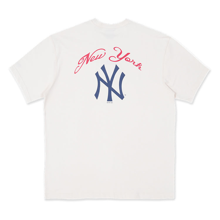 New York Yankees MLB League Mix Oversized Light Cream Short Sleeve T-Shirt