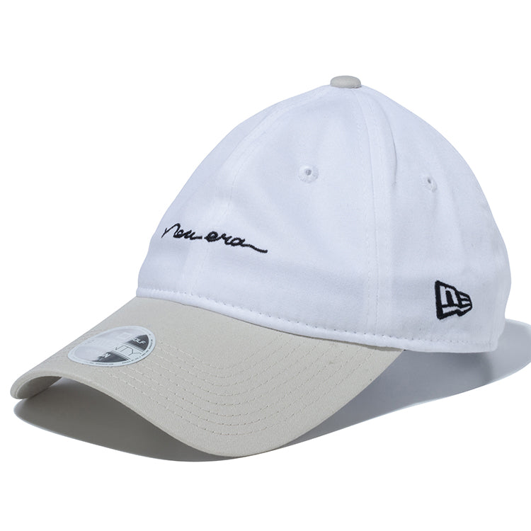 New Era Script Stretch Cotton Washable White Long Visor 9TWENTY Women Adjustable Strap