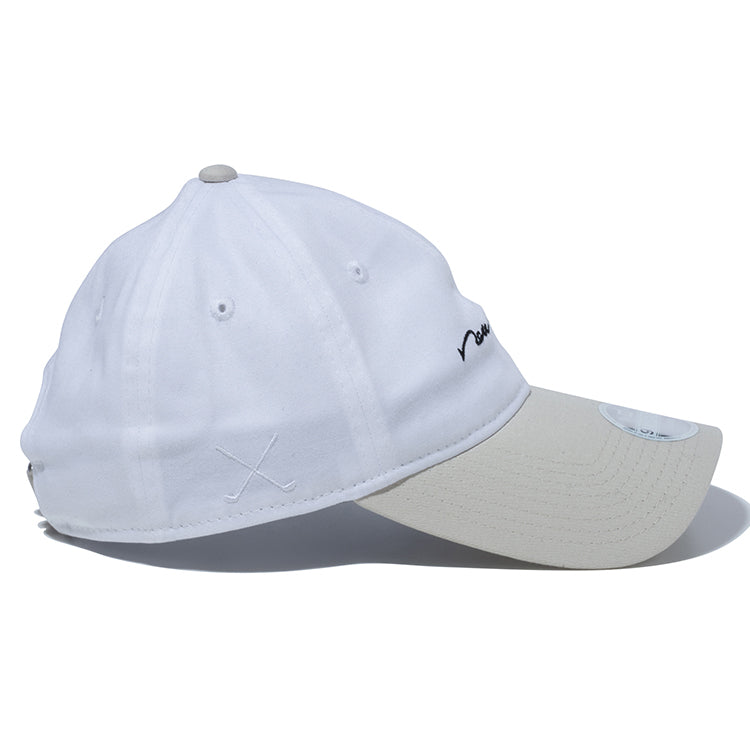 New Era Script Stretch Cotton Washable White Long Visor 9TWENTY Women Adjustable Strap