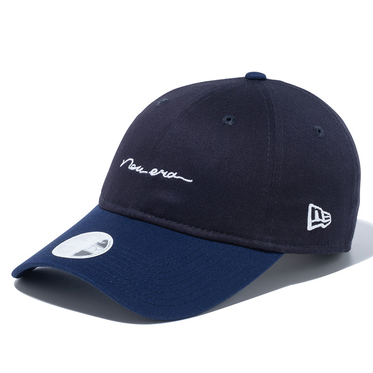 New Era Script Stretch Cotton Washable Navy 9TWENTY Long Visor Women Adjustable Strap