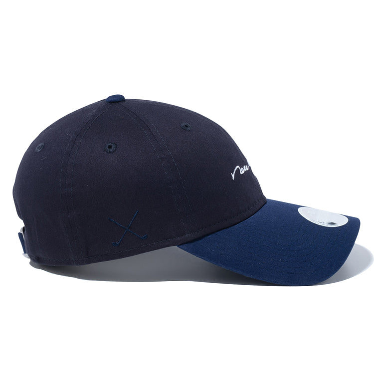 New Era Script Stretch Cotton Washable Navy 9TWENTY Long Visor Women Adjustable Strap