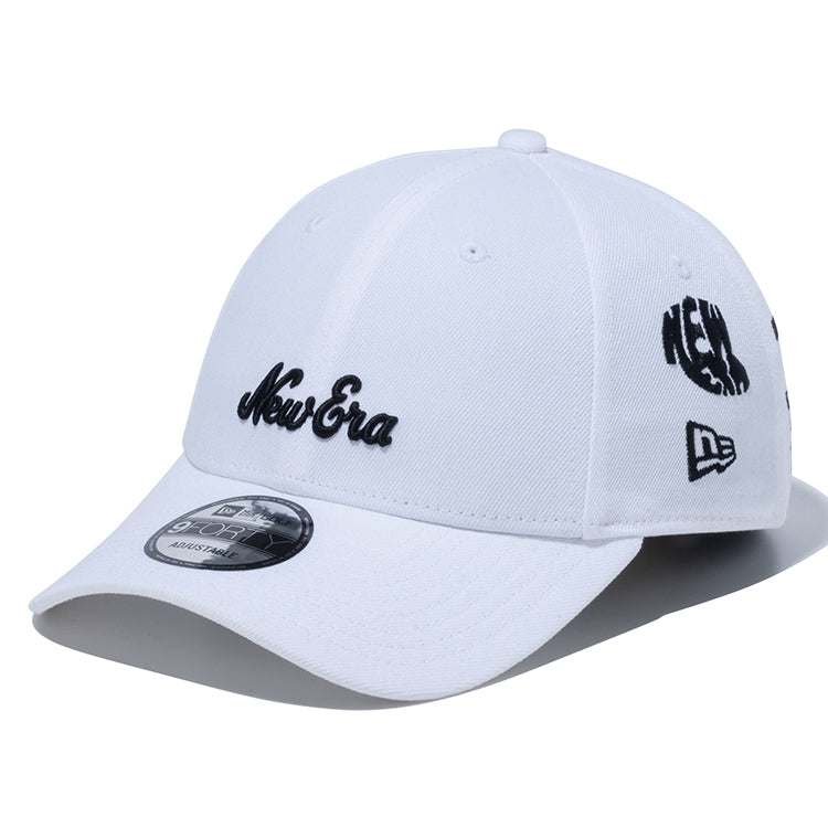 New Era Script Archive Logo White 9FORTY Velcro Adjustable Cap