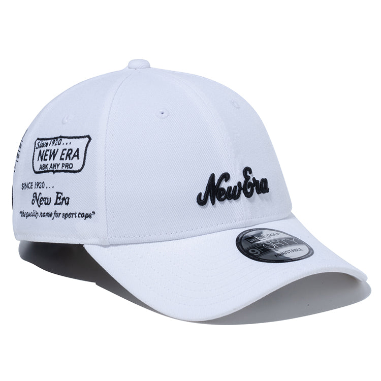 New Era Script Archive Logo White 9FORTY Velcro Adjustable Cap