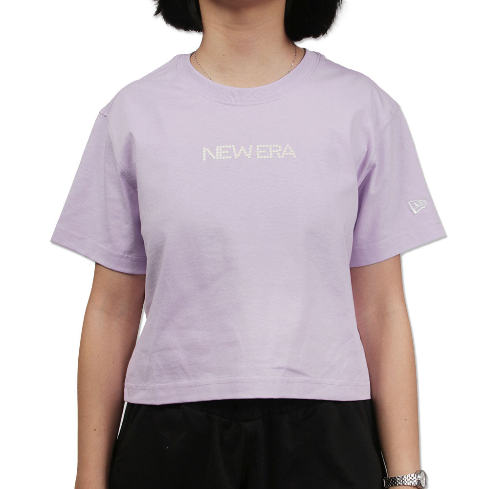 New Era Wordmark Savor The Moment New Era Pearl Pastel Lilac Women Crop Top