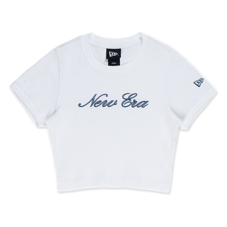 New Era Basic White Women Crop Top Rib T-Shirt