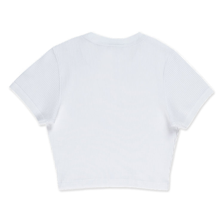 New Era Basic White Women Crop Top Rib T-Shirt