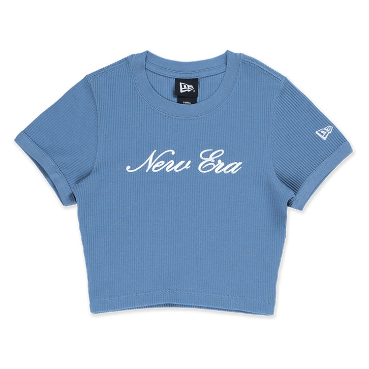 New Era Basic Faded Blue Women Crop Top Rib T-Shirt