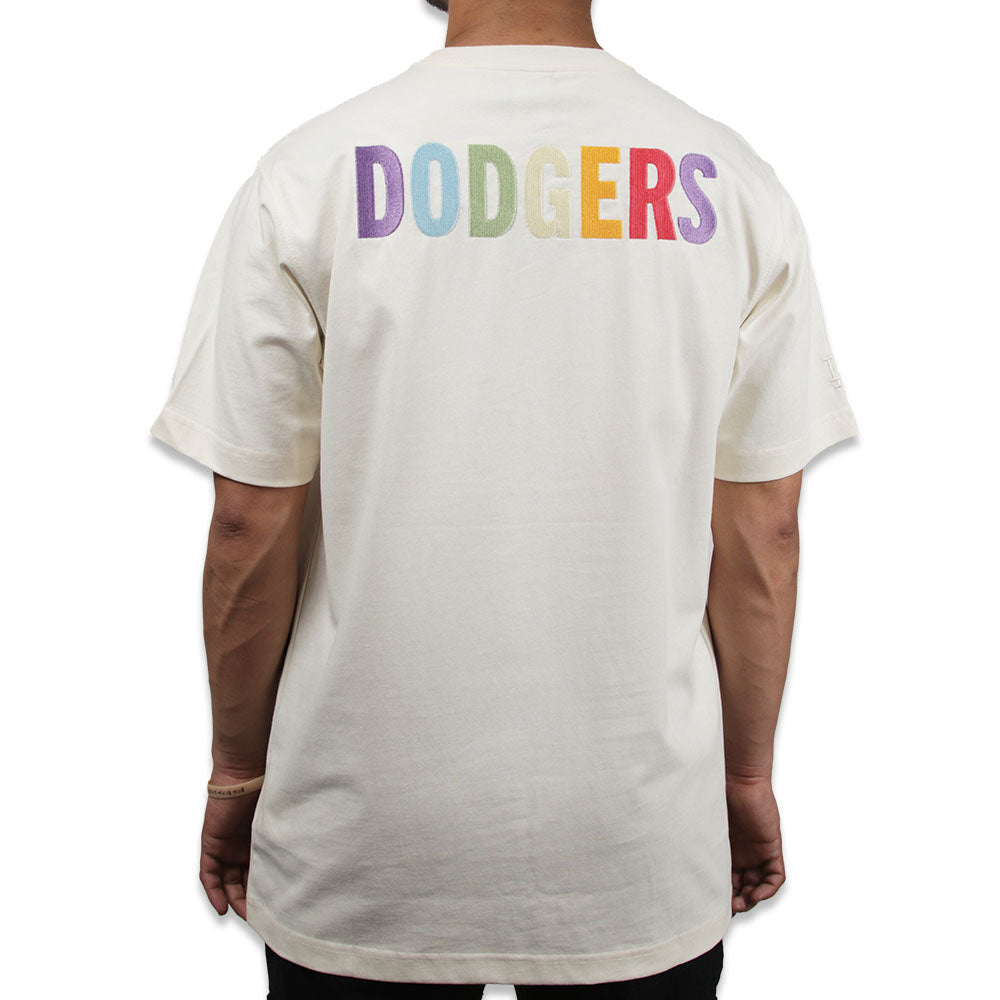 Los Angeles Dodgers MLB Light Rainbow Ivory Short Sleeve T-Shirt