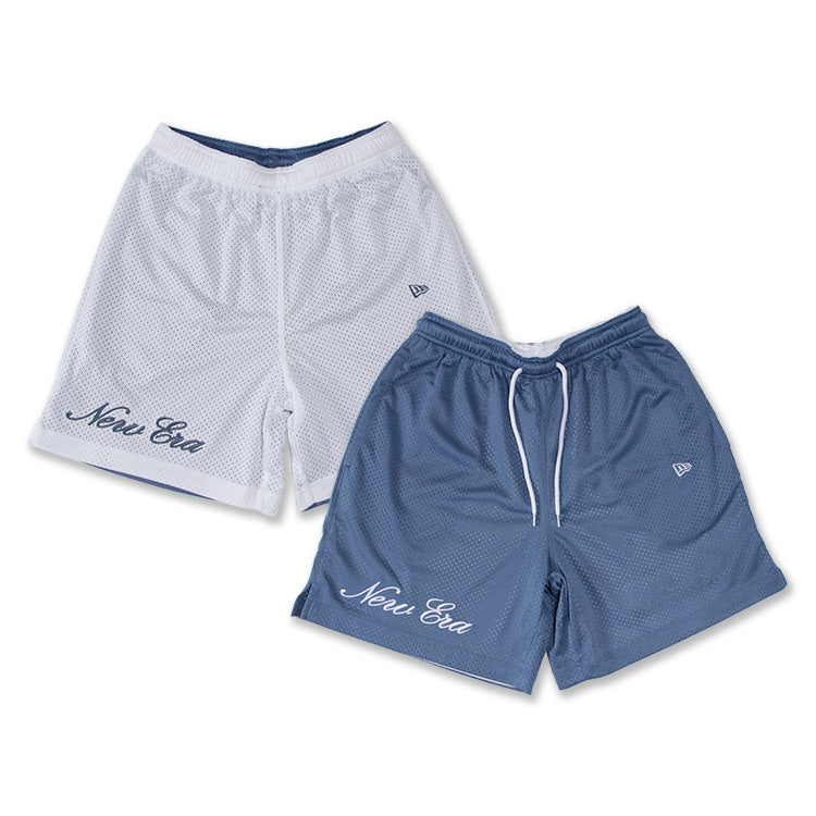 New Era Basic White Faded Blue Reversible Basketball Mesh Shorts