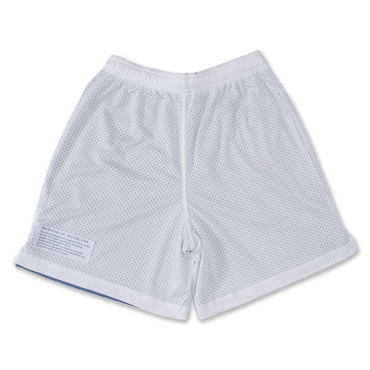 New Era Basic White Faded Blue Reversible Basketball Mesh Shorts