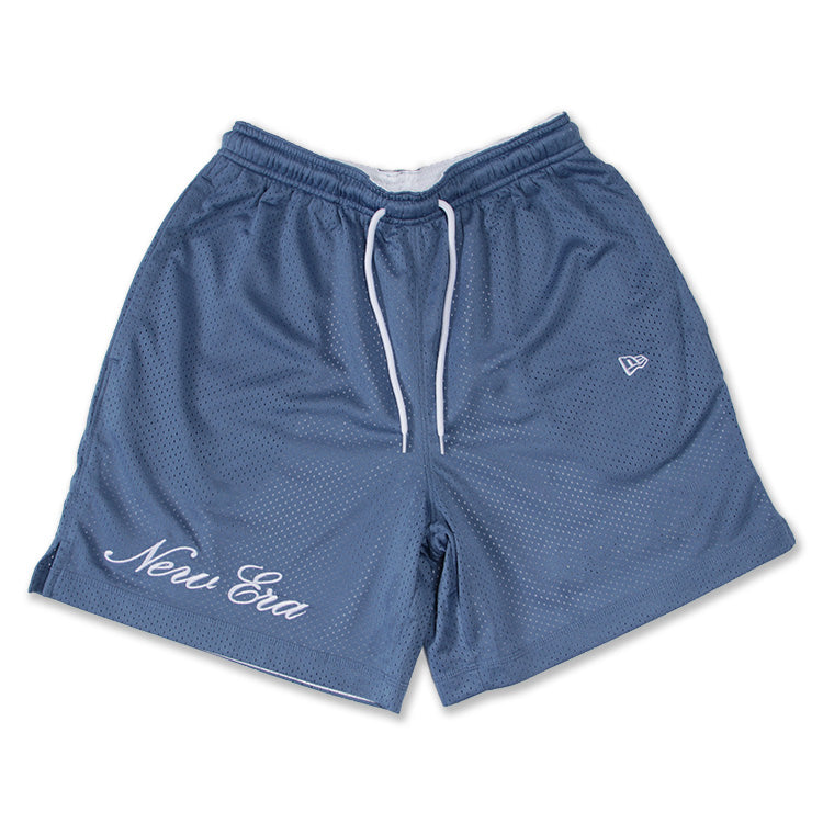 New Era Basic White Faded Blue Reversible Basketball Mesh Shorts