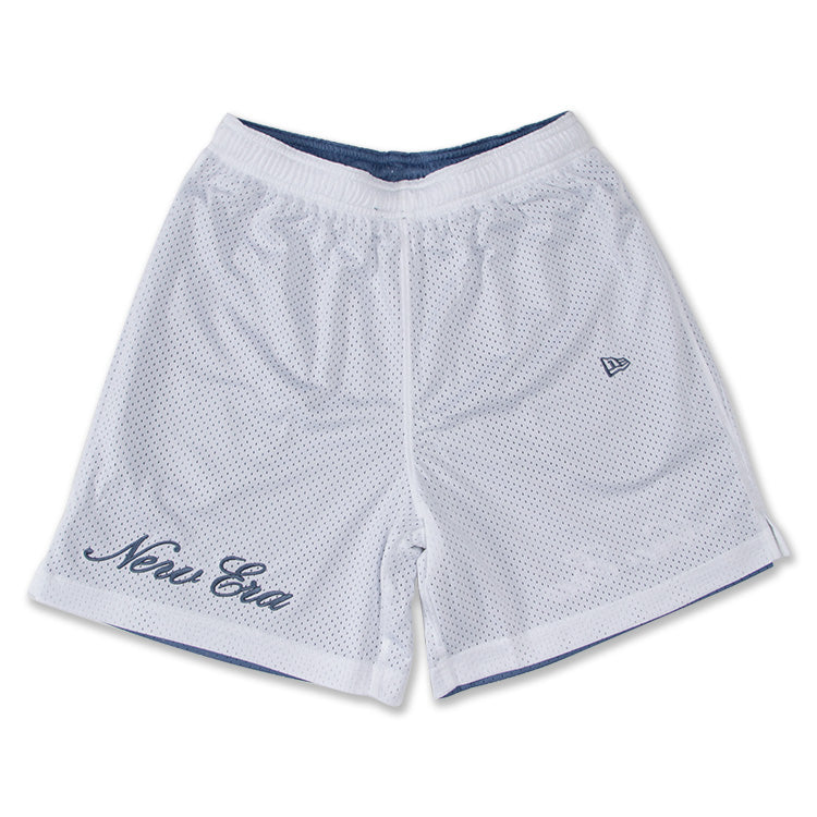 New Era Basic White Faded Blue Reversible Basketball Mesh Shorts