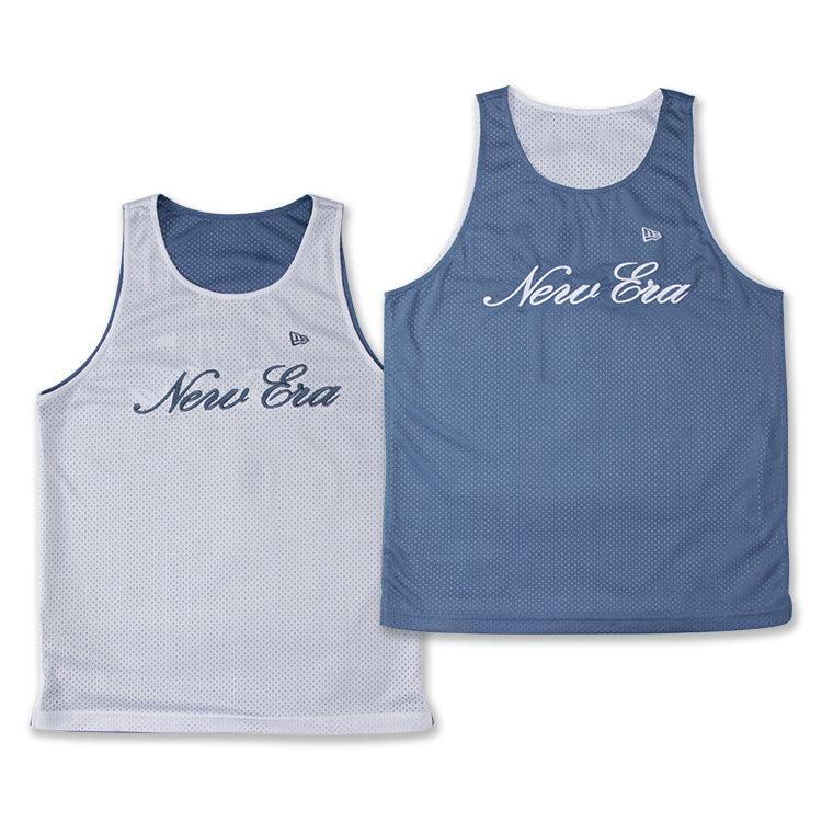 New Era Basic White Faded Blue Reversible Basketball Jersey Tank Top