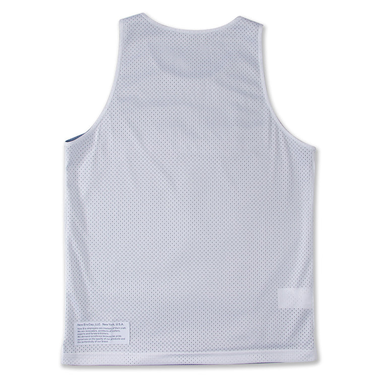 New Era Basic White Faded Blue Reversible Basketball Jersey Tank Top