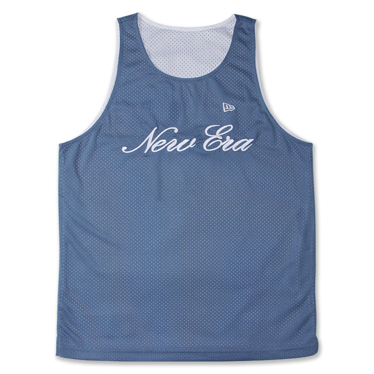 New Era Basic White Faded Blue Reversible Basketball Jersey Tank Top