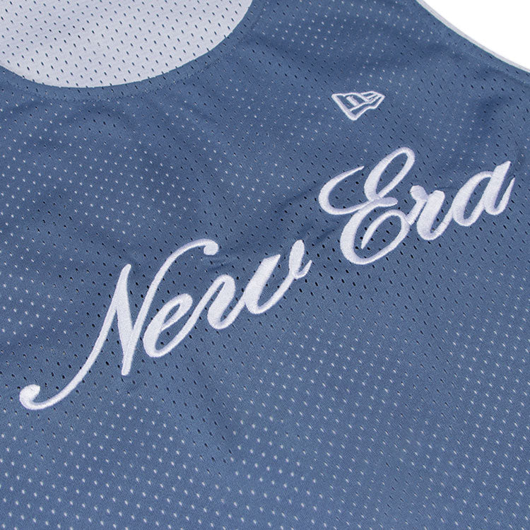 New Era Basic White Faded Blue Reversible Basketball Jersey Tank Top