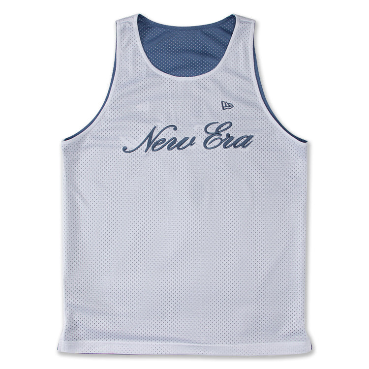 New Era Basic White Faded Blue Reversible Basketball Jersey Tank Top