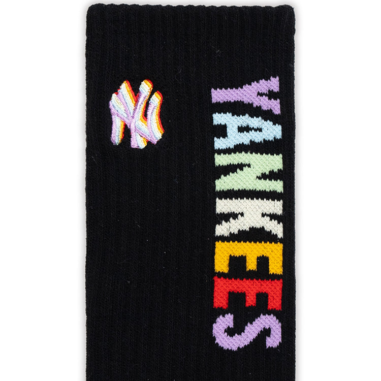 New York Yankees and Los Angeles Dodgers MLB Light Rainbow Ivory and Black Socks