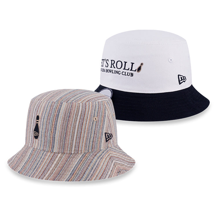 New Era Bowling Club White and Multi Reversible Bucket Hat