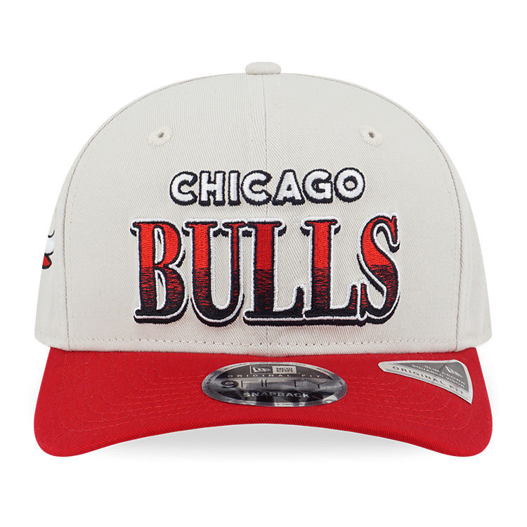 Chicago Bulls NBA League Retro Ivory Scarlet 9FIFTY Pre-Curved Visor Snapback Cap