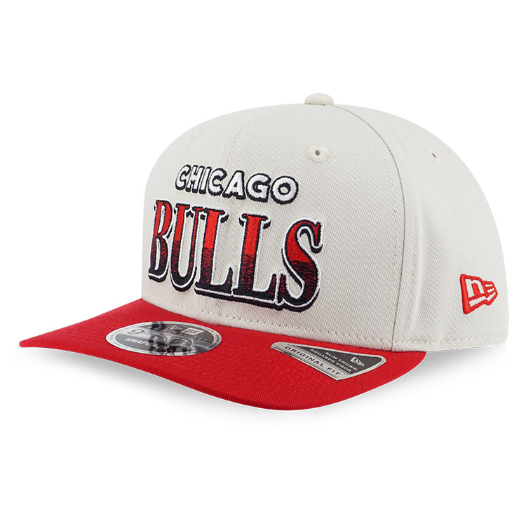 Chicago Bulls NBA League Retro Ivory Scarlet 9FIFTY Pre-Curved Visor Snapback Cap