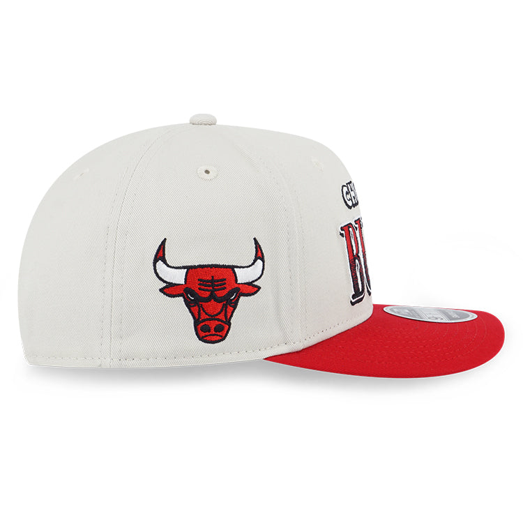 Chicago Bulls NBA League Retro Ivory Scarlet 9FIFTY Pre-Curved Visor Snapback Cap