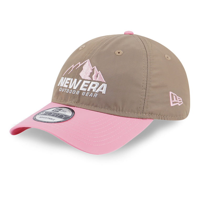 New Era Mountain Logo Outdoor Bold Color Khaki on Pink 9FORTY Unstructured Cap