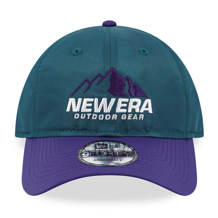 New Era Mountain Logo Outdoor Bold Color Dark Green on Purple 9FORTY Unstructured Cap